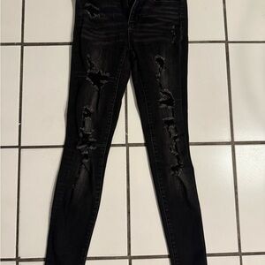 American Eagle Outfitters Black Skinny Distressed Jeans